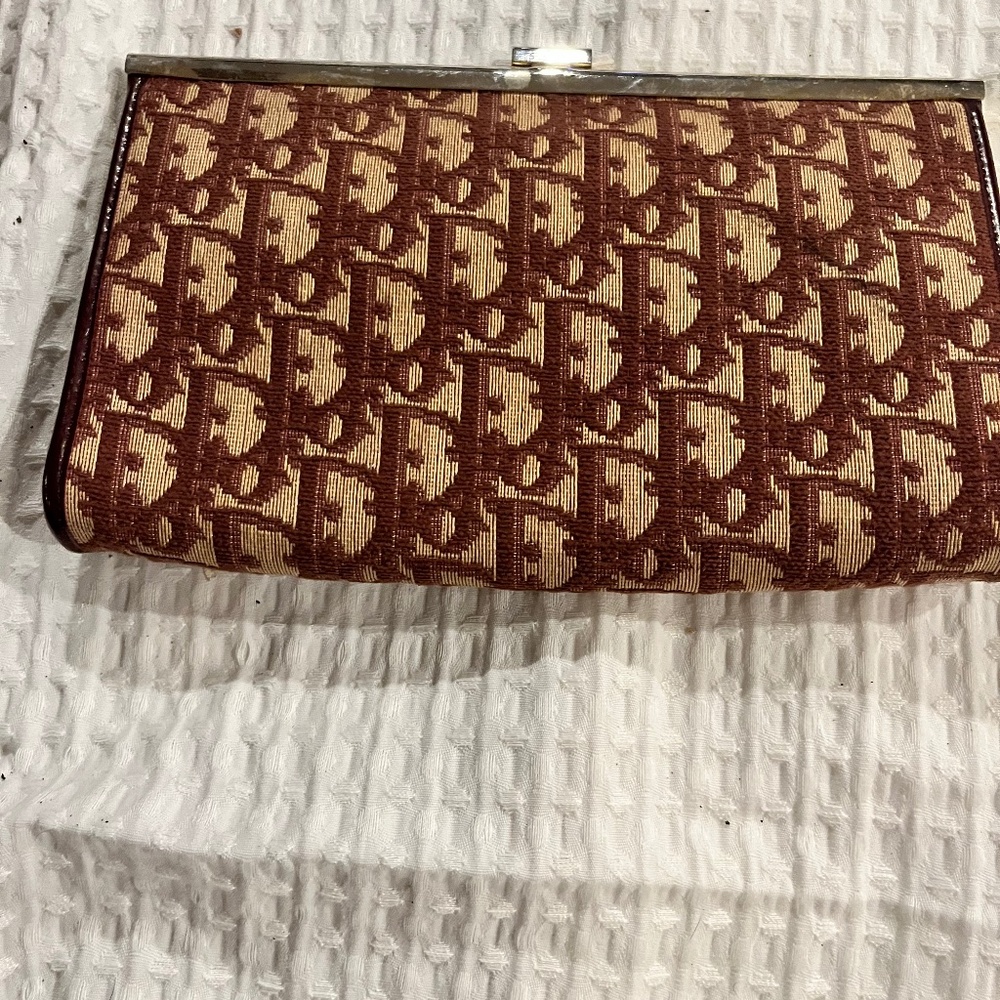 Rare Vtg Christian Dior 80s Burgundy￼￼ ￼Trotter Monogram Small Clutch Bag